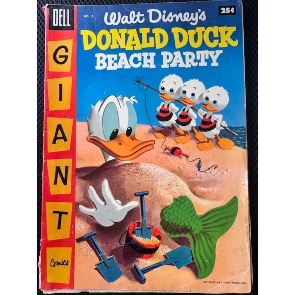1955 Walt Disney Dell Donald Duck Beach Party # 2 Golden Age 100 page GIANT VTG